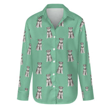 Load image into Gallery viewer, Watercolor Bliss Blue Schnauzer Women&#39;s Shirt-Apparel-Apparel, Dog Mom Gifts, Schnauzer, Shirt-S-Mint Green-29