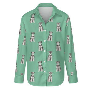 Watercolor Bliss Blue Schnauzer Women's Shirt-Apparel-Apparel, Dog Mom Gifts, Schnauzer, Shirt-S-Mint Green-29