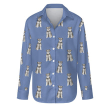 Load image into Gallery viewer, Watercolor Bliss Blue Schnauzer Women&#39;s Shirt-Apparel-Apparel, Dog Mom Gifts, Schnauzer, Shirt-S-Slate Blue-26