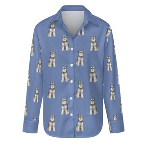 Watercolor Bliss Blue Schnauzer Women's Shirt-Apparel-Apparel, Dog Mom Gifts, Schnauzer, Shirt-S-Slate Blue-26