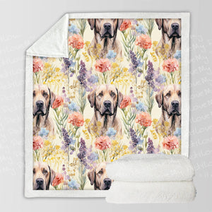 Watercolor Blossoms and Chocolate Labradors Soft Warm Fleece Blanket-Blanket-Blankets, Chocolate Labrador, Home Decor, Labrador-10