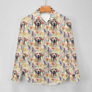 Watercolor Blossoms and Chocolate Labradors Women's Shirt-Apparel-Apparel, Chocolate Labrador, Labrador, Shirt-4