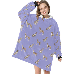 Watercolor Blue and Merle Great Danes Blanket Hoodie-Blanket-Apparel, Blanket Hoodie, Blankets, Christmas, Dog Mom Gifts, Great Dane-8