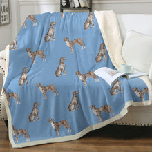 Load image into Gallery viewer, Watercolor Blue and Merle Great Danes Blanket - 8 Colors-Blanket-Bedding, Blankets, Great Dane, Home Decor-13