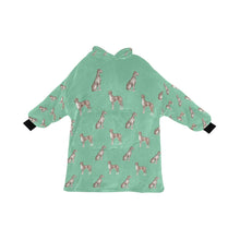 Load image into Gallery viewer, Watercolor Blue and Merle Great Danes Blanket Hoodie-Blanket-Apparel, Blanket Hoodie, Blankets, Christmas, Dog Mom Gifts, Great Dane-Mint Green-ONE SIZE-28