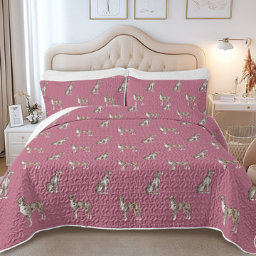 Watercolor Blue and Merle Great Danes Quilted Bedding Set-Bedding-Bedding,Blankets,Christmas,Home Decor-12