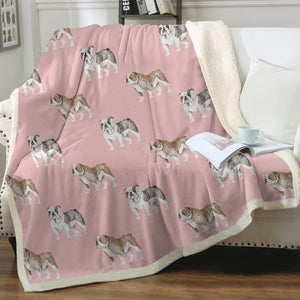 Watercolor Blue Brindle English Bulldogs Fleece Blanket - 8 Colors-Blanket-Bedding, Blankets, English Bulldog, Home Decor-13