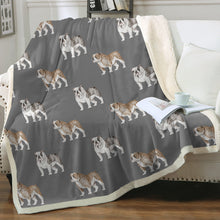 Load image into Gallery viewer, Watercolor Blue Brindle English Bulldogs Fleece Blanket - 8 Colors-Blanket-Bedding, Blankets, English Bulldog, Home Decor-Parisian Gray-Single-19