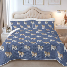 Load image into Gallery viewer, Watercolor Blue Brindle English Bulldogs Quilted Bedding Set-Bedding-Bedding,Blankets,English Bulldog,Home Decor-10