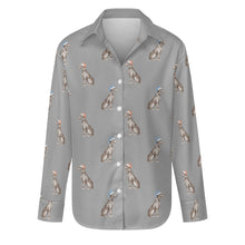 Load image into Gallery viewer, Watercolor Blue Great Dane Christmas Women&#39;s Shirt-Apparel-Apparel, Dog Mom Gifts, Great Dane, Shirt-Parisian Gray-S-35