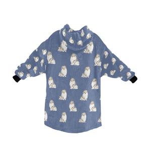 Watercolor Blue Merle Shelties Collies Blanket Hoodie-Blanket-Apparel, Blanket Hoodie, Blankets, Dog Mom Gifts, Rough Collie-21