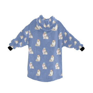 Watercolor Blue Merle Shelties Collies Christmas Blanket Hoodie-Blanket-Apparel, Blanket Hoodie, Blankets, Dog Mom Gifts, Rough Collie, Shetland Sheepdog-26