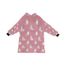 Load image into Gallery viewer, Watercolor Blue Merle Shelties Collies Christmas Blanket Hoodie-Blanket-Apparel, Blanket Hoodie, Blankets, Dog Mom Gifts, Rough Collie, Shetland Sheepdog-Dusty Pink-ONE SIZE-19