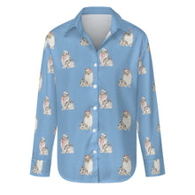 Load image into Gallery viewer, Watercolor Blue Merle Shelties Collies Christmas Women&#39;s Shirt-Apparel-Apparel, Dog Mom Gifts, Rough Collie, Shetland Sheepdog, Shirt, Whippet-S-LightSkyBlue-17