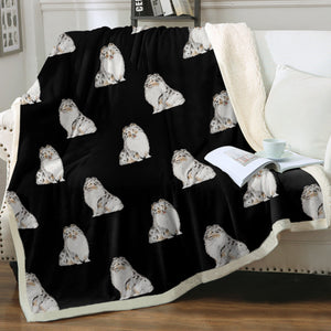 Watercolor Blue Merle Shelties Collies Fleece Blanket - 8 Colors-Blanket-Bedding, Blankets, Home Decor, Rough Collie, Shetland Sheepdog-Midnight Black-Single-15