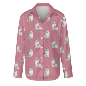 Watercolor Blue Merle Shelties Collies Women's Shirt-Apparel-Apparel, Dog Mom Gifts, Rough Collie, Shirt-S-Dusty Pink-20