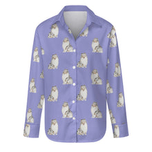 Load image into Gallery viewer, Watercolor Blue Merle Shelties Collies Women&#39;s Shirt-Apparel-Apparel, Dog Mom Gifts, Rough Collie, Shirt-S-Lavender Purple-32