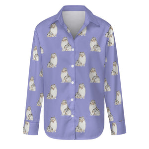 Watercolor Blue Merle Shelties Collies Women's Shirt-Apparel-Apparel, Dog Mom Gifts, Rough Collie, Shirt-S-Lavender Purple-32