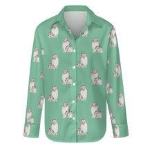 Load image into Gallery viewer, Watercolor Blue Merle Shelties Collies Women&#39;s Shirt-Apparel-Apparel, Dog Mom Gifts, Rough Collie, Shirt-S-Mint Green-29