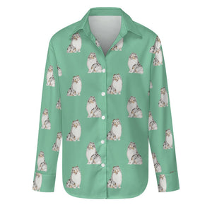 Watercolor Blue Merle Shelties Collies Women's Shirt-Apparel-Apparel, Dog Mom Gifts, Rough Collie, Shirt-S-Mint Green-29