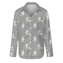 Load image into Gallery viewer, Watercolor Blue Merle Shelties Collies Women&#39;s Shirt-Apparel-Apparel, Dog Mom Gifts, Rough Collie, Shirt-S-Parisian Gray-35