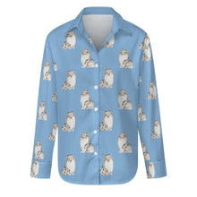 Load image into Gallery viewer, Watercolor Blue Merle Shelties Collies Women&#39;s Shirt-Apparel-Apparel, Dog Mom Gifts, Rough Collie, Shirt-S-Sky Blue-24