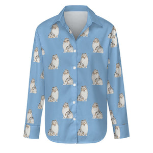 Watercolor Blue Merle Shelties Collies Women's Shirt-Apparel-Apparel, Dog Mom Gifts, Rough Collie, Shirt-S-Sky Blue-24