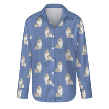 Load image into Gallery viewer, Watercolor Blue Merle Shelties Collies Women&#39;s Shirt-Apparel-Apparel, Dog Mom Gifts, Rough Collie, Shirt-S-Slate Blue-26