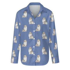 Watercolor Blue Merle Shelties Collies Women's Shirt-Apparel-Apparel, Dog Mom Gifts, Rough Collie, Shirt-S-Slate Blue-26