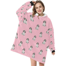 Load image into Gallery viewer, Watercolor Blue Roan Cocker Spaniel Blanket Hoodie-Blanket-Apparel, Blanket Hoodie, Blankets, Cocker Spaniel, Dog Mom Gifts-4