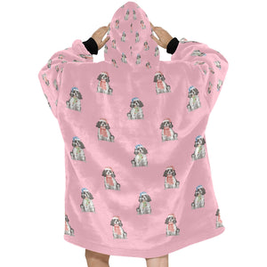 Watercolor Blue Roan Cocker Spaniel Christmas Blanket Hoodie-Blanket-Apparel, Blanket Hoodie, Blankets, Christmas, Cocker Spaniel, Dog Mom Gifts-8