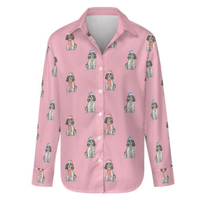 Watercolor Blue Roan Cocker Spaniel Christmas Women's Shirt-Apparel-Apparel, Christmas, Cocker Spaniel, Dog Mom Gifts, Shirt-Light Pink-S-17