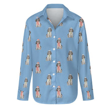 Load image into Gallery viewer, Watercolor Blue Roan Cocker Spaniel Christmas Women&#39;s Shirt-Apparel-Apparel, Christmas, Cocker Spaniel, Dog Mom Gifts, Shirt-Sky Blue-S-23