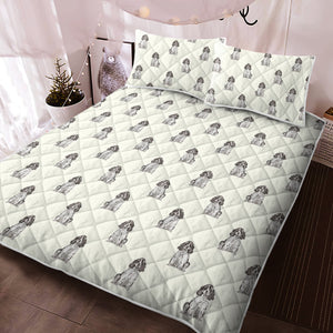 Watercolor Blue Roan Cocker Spaniel Quilted Bedding Set-Bedding-Bedding, Blankets, Cocker Spaniel, Home Decor-2