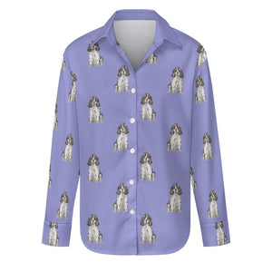 Watercolor Blue Roan Cocker Spaniel Women's Shirt-Apparel-Apparel, Cocker Spaniel, Dog Mom Gifts, Shirt-Lavender Purple-S-11