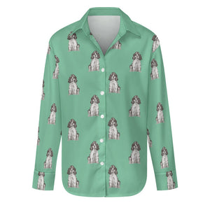 Watercolor Blue Roan Cocker Spaniel Women's Shirt-Apparel-Apparel, Cocker Spaniel, Dog Mom Gifts, Shirt-Mint Green-S-29