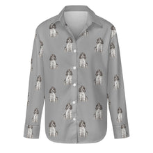 Load image into Gallery viewer, Watercolor Blue Roan Cocker Spaniel Women&#39;s Shirt-Apparel-Apparel, Cocker Spaniel, Dog Mom Gifts, Shirt-Parisian Gray-S-32