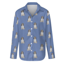 Load image into Gallery viewer, Watercolor Blue Roan Cocker Spaniel Women&#39;s Shirt-Apparel-Apparel, Cocker Spaniel, Dog Mom Gifts, Shirt-Slate Blue-S-26