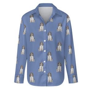 Watercolor Blue Roan Cocker Spaniel Women's Shirt-Apparel-Apparel, Cocker Spaniel, Dog Mom Gifts, Shirt-Slate Blue-S-26