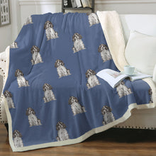 Load image into Gallery viewer, Watercolor Blue Roan Cocker Spaniels Fleece Blanket - 8 Colors-Blanket-Bedding, Blankets, Cocker Spaniel, Home Decor-9