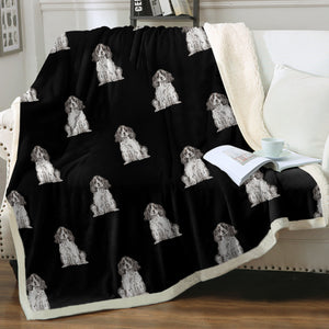 Watercolor Blue Roan Cocker Spaniels Fleece Blanket - 8 Colors-Blanket-Bedding, Blankets, Cocker Spaniel, Home Decor-7