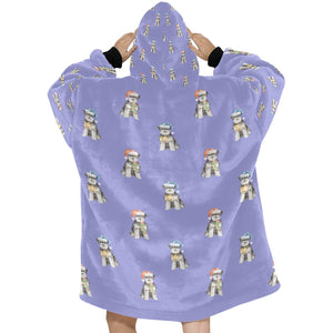 Watercolor Blue Schnauzer Christmas Blanket Hoodie-Blanket-Apparel, Blanket Hoodie, Blankets, Dog Mom Gifts, Schnauzer-12