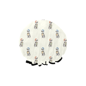Watercolor Blue Schnauzer Christmas Elastic Reusable Shower Caps-Accessories-Accessories, Christmas, Dog Mom Gifts, Schnauzer-2