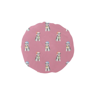 Watercolor Blue Schnauzer Christmas Elastic Reusable Shower Caps-Accessories-Accessories, Christmas, Dog Mom Gifts, Schnauzer-Dusty Pink-ONE SIZE-5