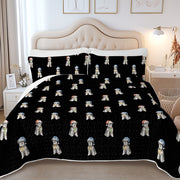 Watercolor Blue Schnauzer Christmas Quilted Bedding Set-Bedding-Bedding,Blankets,Christmas,Home Decor-5
