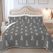 Watercolor Blue Schnauzer Christmas Quilted Bedding Set-Bedding-Bedding,Blankets,Christmas,Home Decor-9