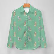 Watercolor Blue Speckle Blue Heelers Christmas Women's Shirt-Apparel--32