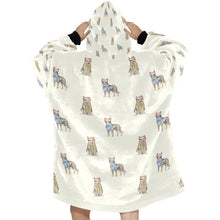 Load image into Gallery viewer, Watercolor Blue Speckle Blue Heelers Christmas Blanket Hoodie-Blanket-Apparel, Blanket Hoodie, Blankets, Blue Heeler, Christmas, Dog Mom Gifts-4