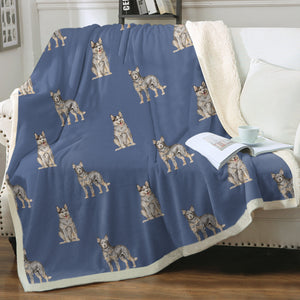 Watercolor Blue Speckle Blue Heelers Fleece Blanket - 8 Colors-Blanket-Bedding, Blankets, Blue Heeler, Home Decor-5