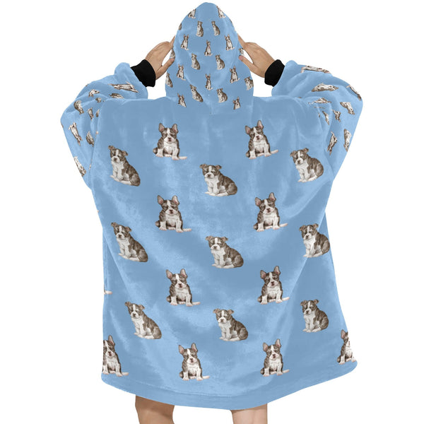 Watercolor Boston Terrier Puppies Blanket Hoodie Colors